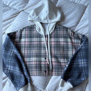 Cropped plaid hoodie